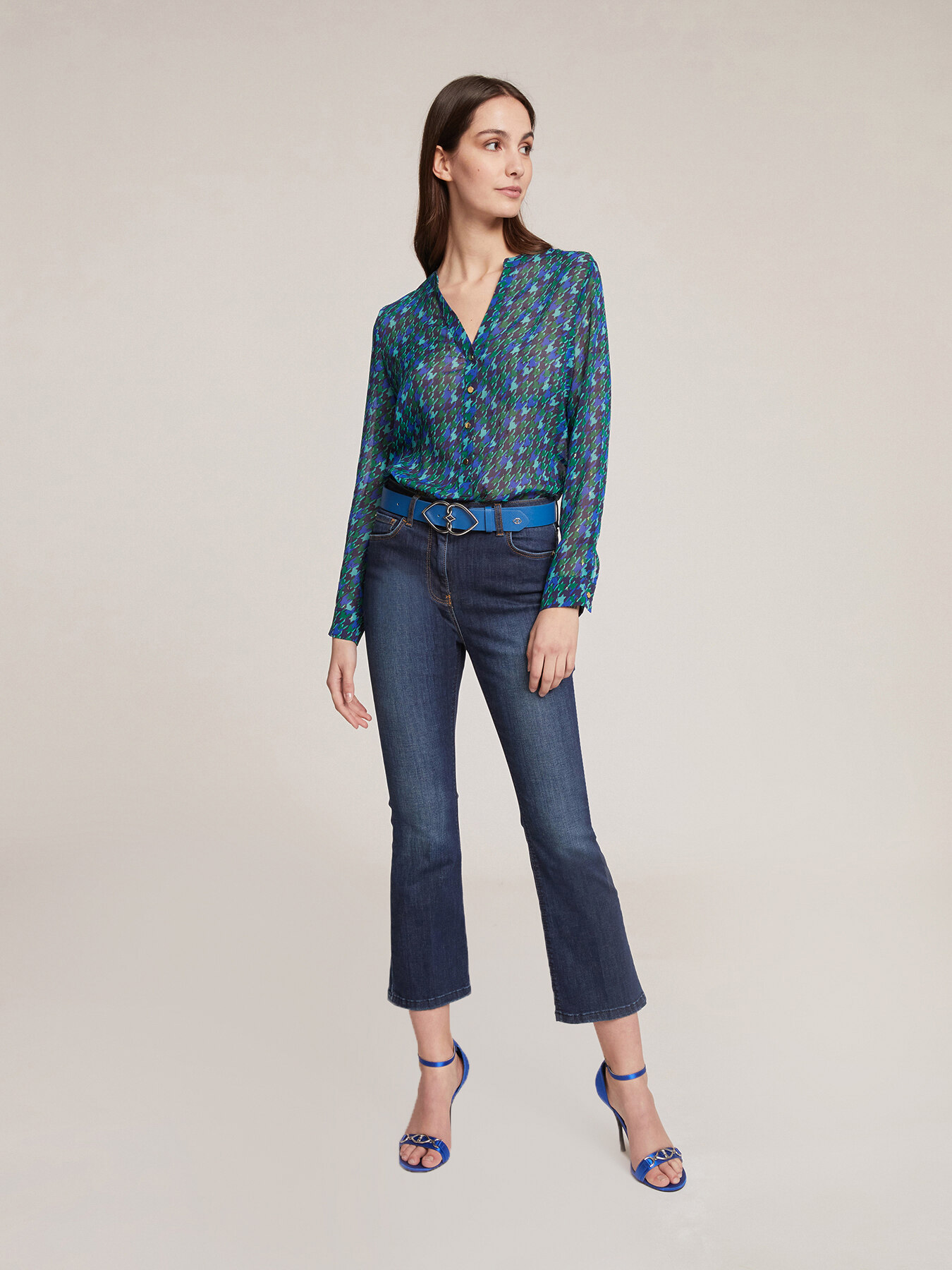 Weich fallende Bluse mit Hahnentrittmuster image number 0