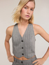 Pinstripe linen blend vest top image number 2