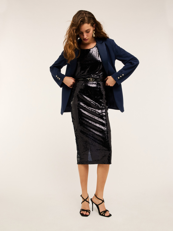 Single-breasted jacket with satin inserts