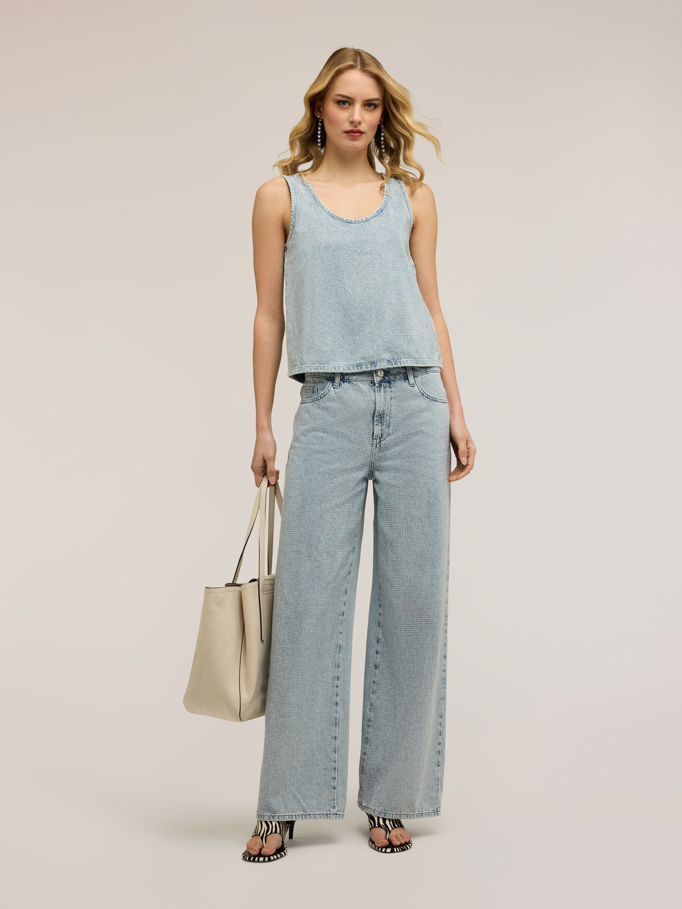 Top en denim avec cristaux image number 3