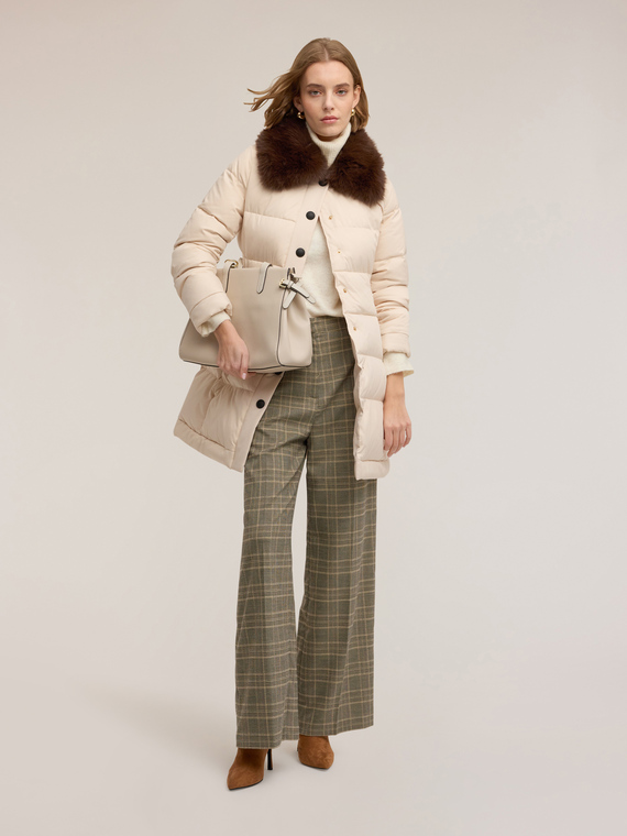 Long down jacket with high collar