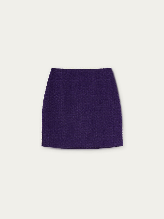 Solid colour tweed short pencil skirt