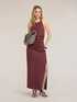 Langes Kleid aus Leinenmischung mit Drapierung image number 0