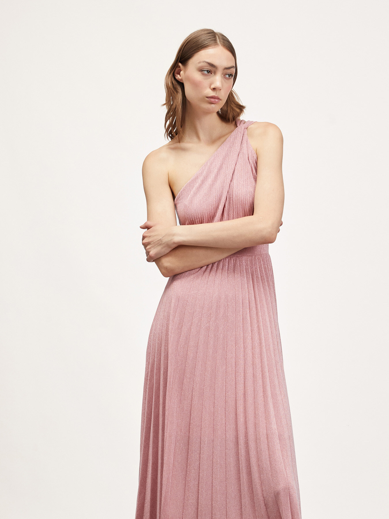 Vestito monospalla in jersey lurex image number 2