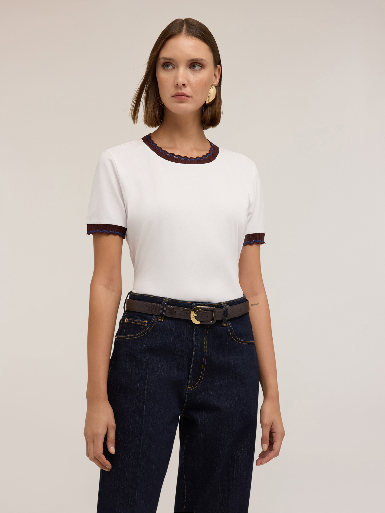 T-shirt with knitted edges image number 2