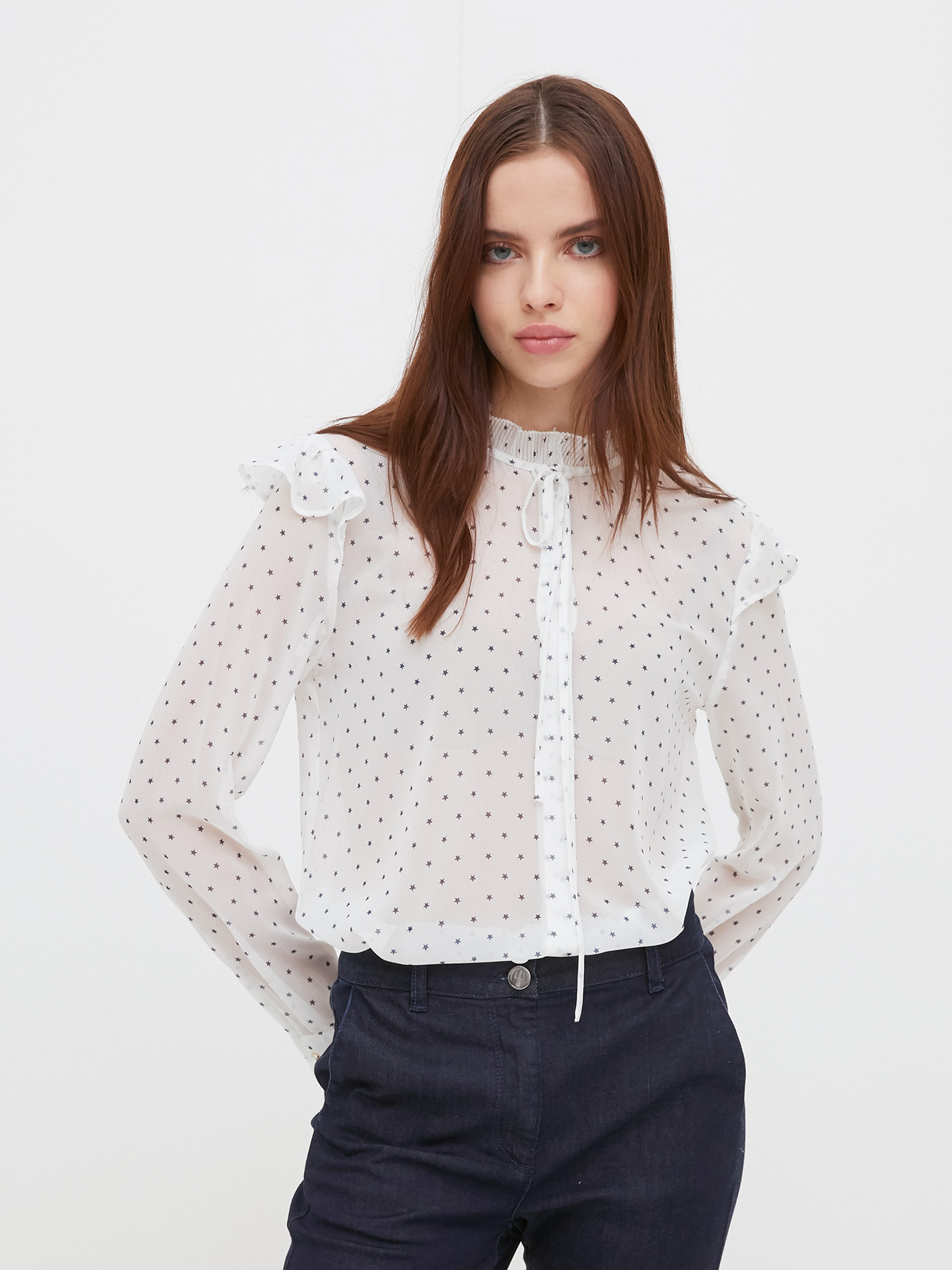 Camicia con volant fantasia stelle image number 0