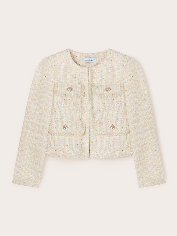 Veste en tweed lurex avec poches