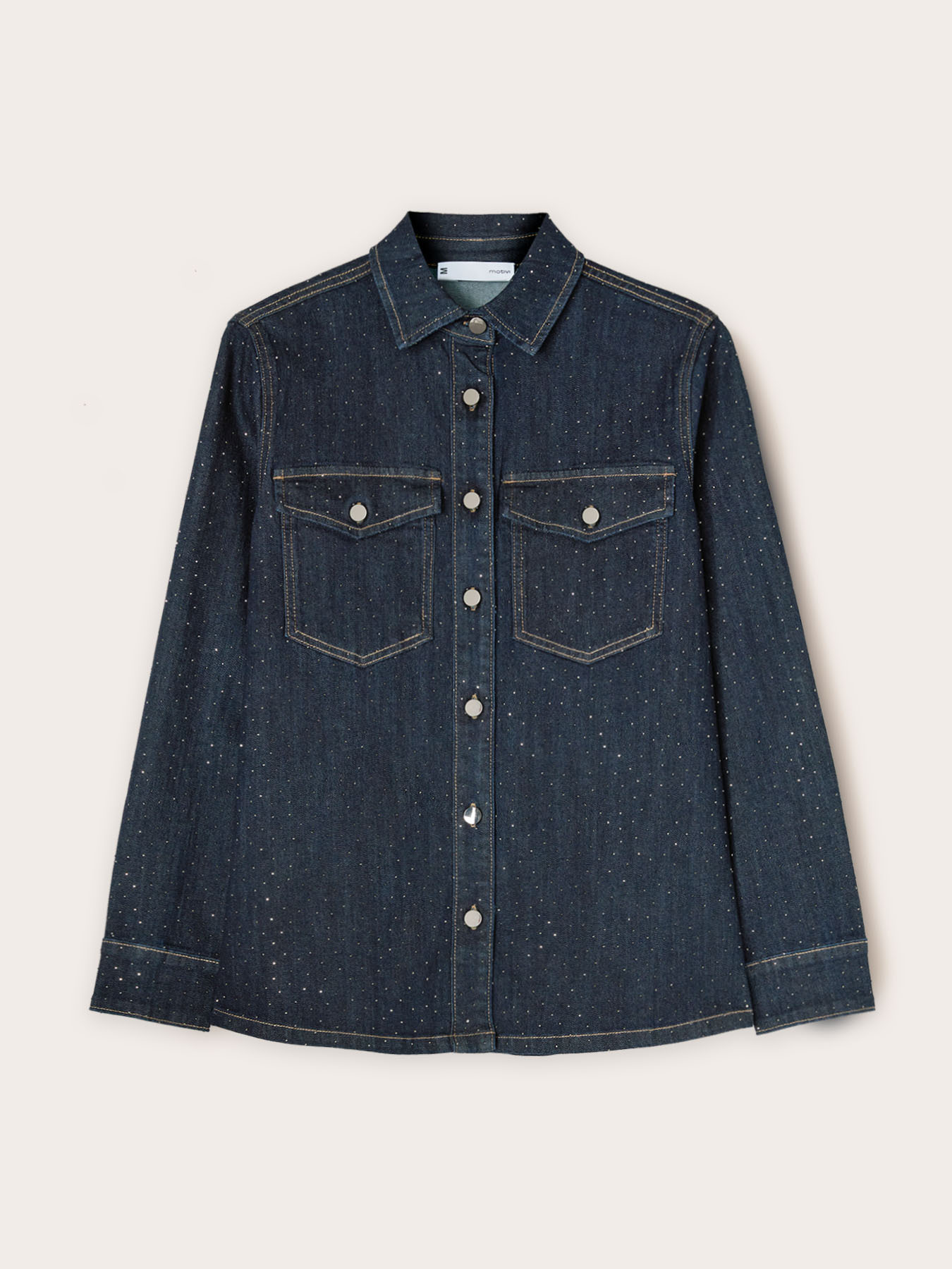 Denim shirt with micro studs image number 4