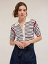 Striped crochet effect sweater with buttons image number 0