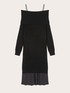 schulterfreies Strickkleid mit Unterkleid image number 4