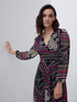 Robe avec jupe plissée imprimé chaînes image number 2