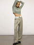 Wide pinstripe trousers with belt feature image number 3