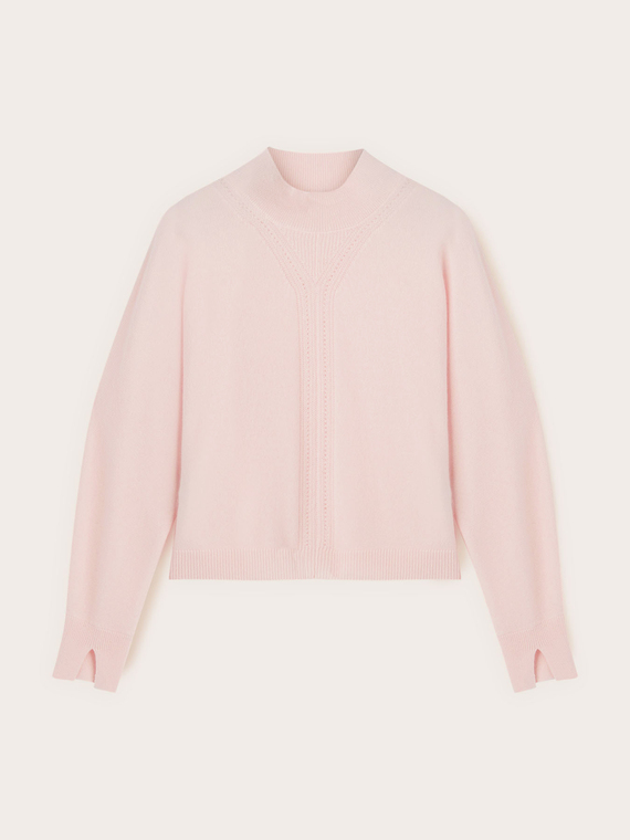 Crew neck cashmere sweater with openwork