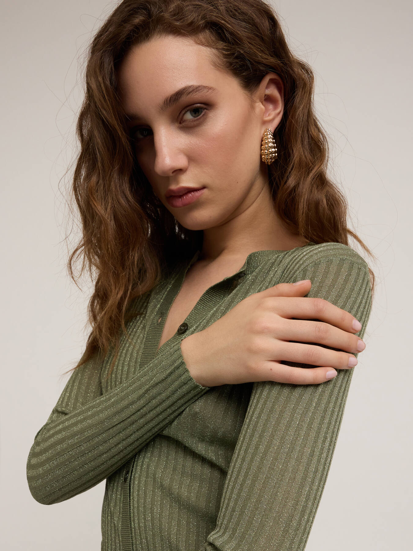 Fine lurex knit cardigan image number 3