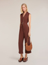 Long linen blend jumpsuit with lapels image number 3