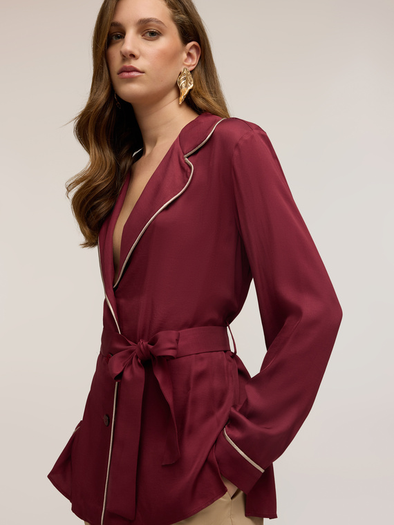Viscose twill shirt with contrasting trims