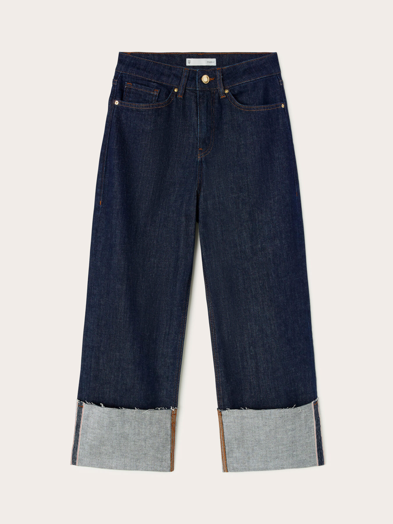 Blugi cropped cu broderie image number 4