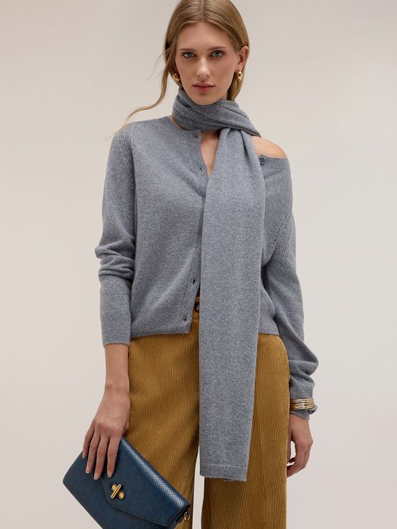 Ribbed-edge cashmere scarf