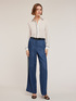 Pantaloni tip palazzo din denim cu benzi laterale image number 5