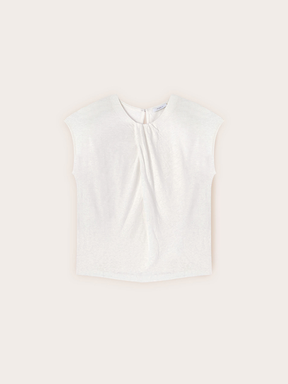 T-shirt en m&eacute;lange de lin avec drap&eacute;