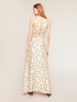 Elegant long polka dot satin dress image number 1