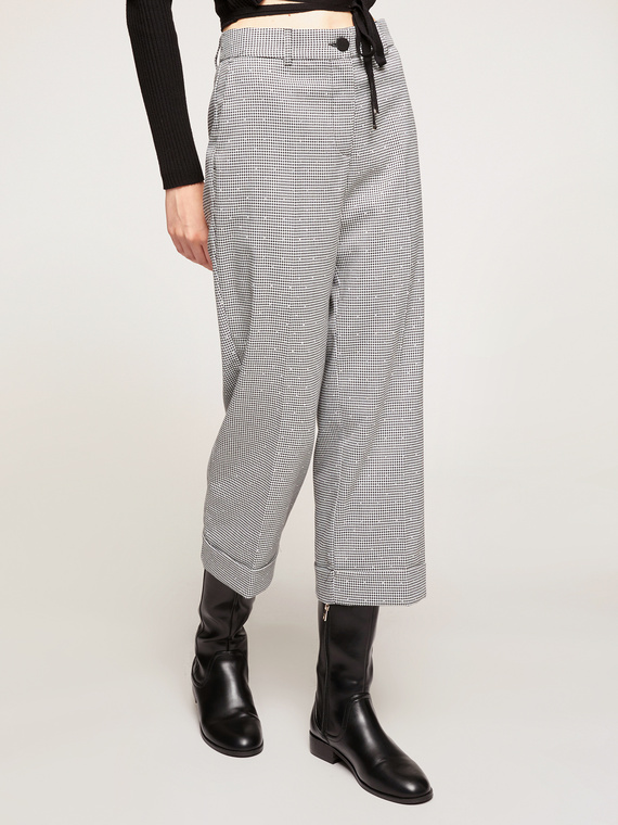 Cropped-Hose mit Hahnentrittmuster
