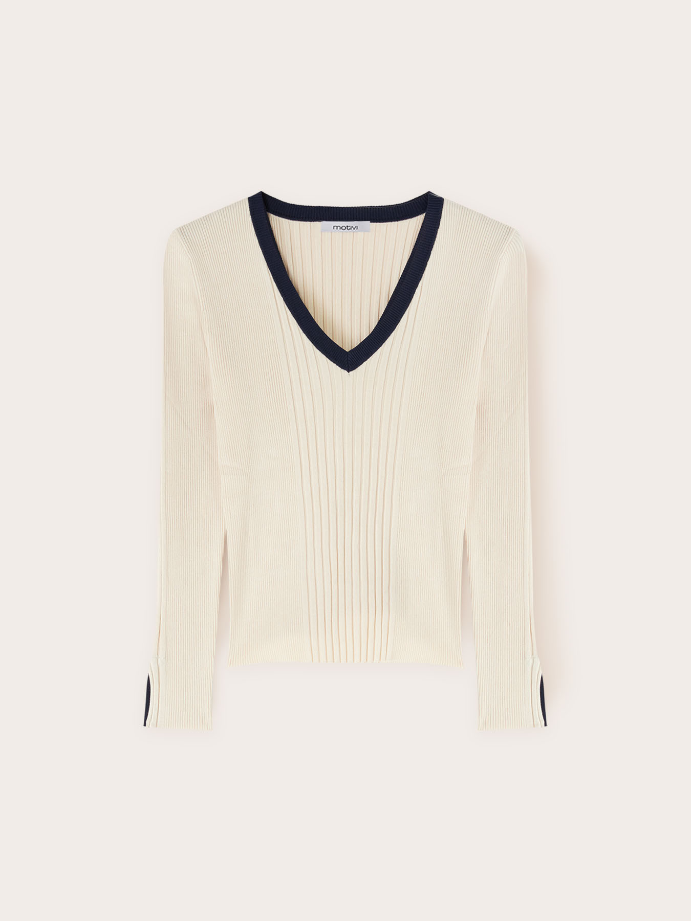 Two-tone ribbed sweater image number 4