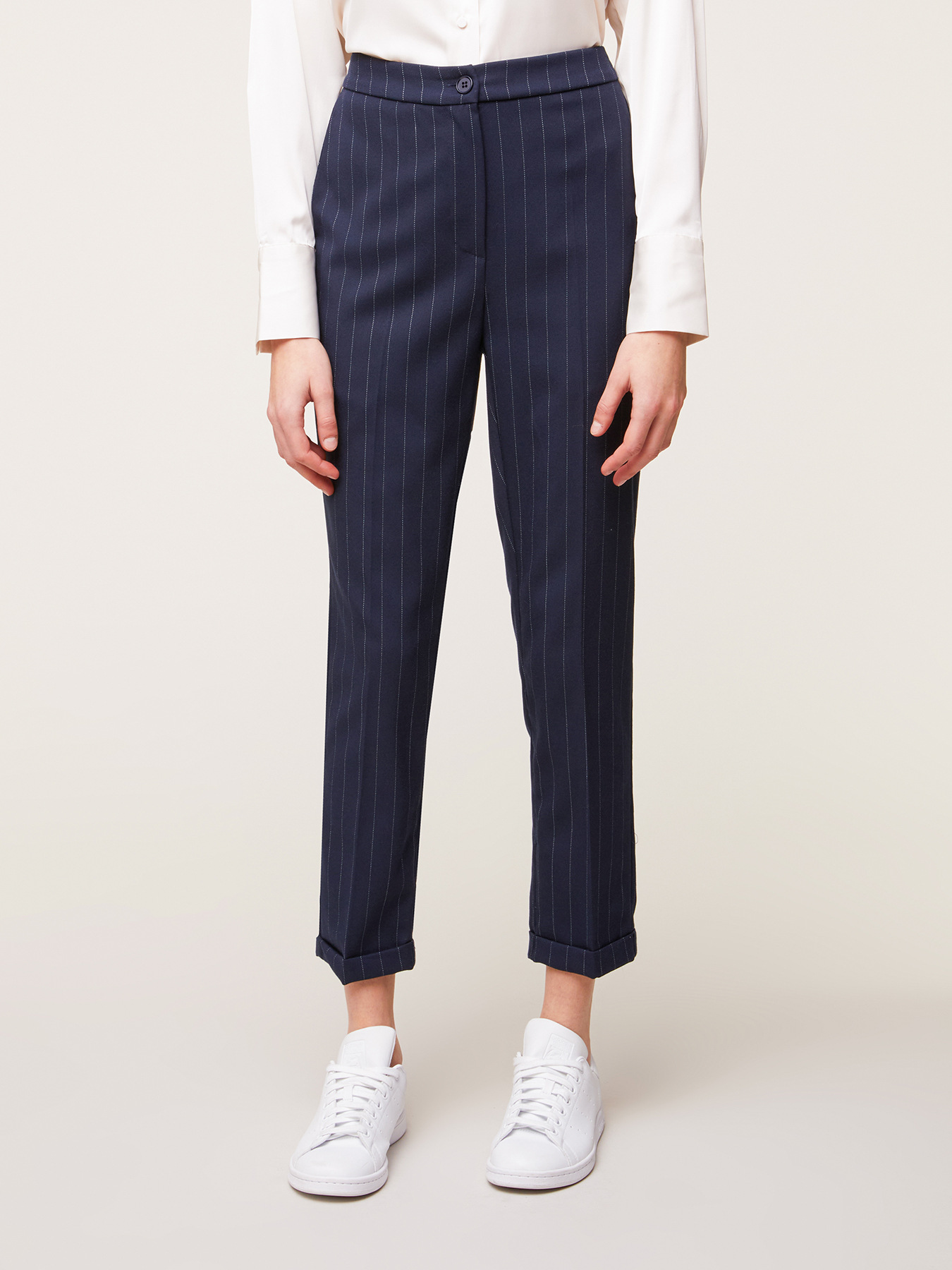 Pantaloni regular cu dungi image number 0