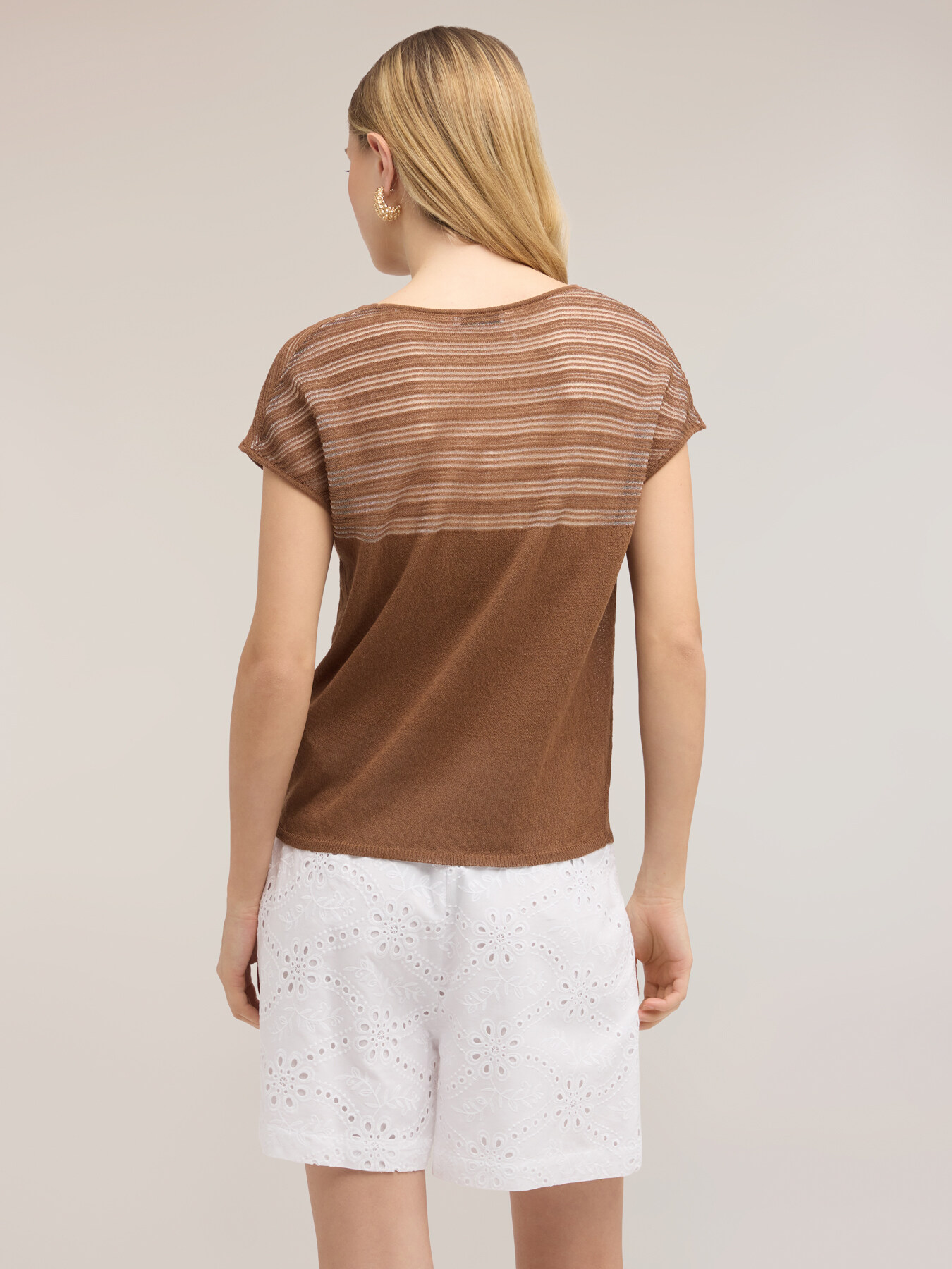 Striped linen blend sweater image number 1
