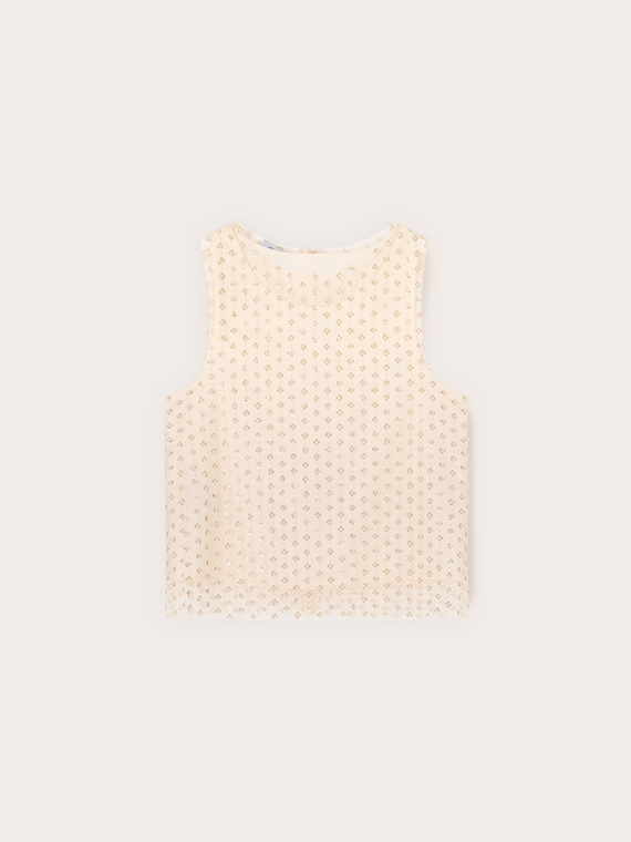 Top en tulle brod&eacute;