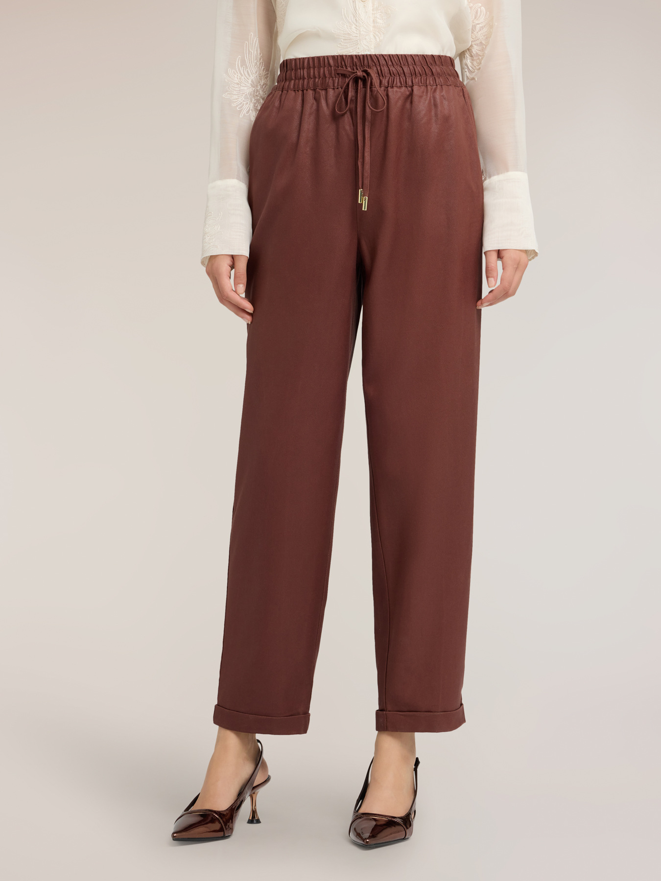 Laminated lyocell joggers image number 2