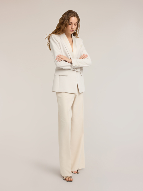 Palazzo-Hose aus Cady mit Satin-Eins&auml;tzen