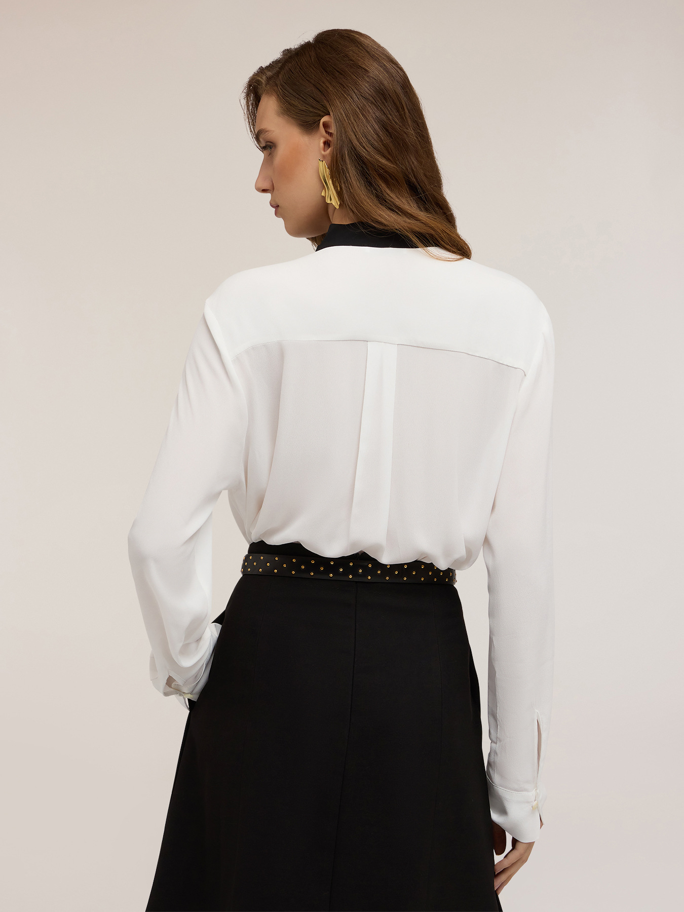 Blouse with ruffles and sash image number 1