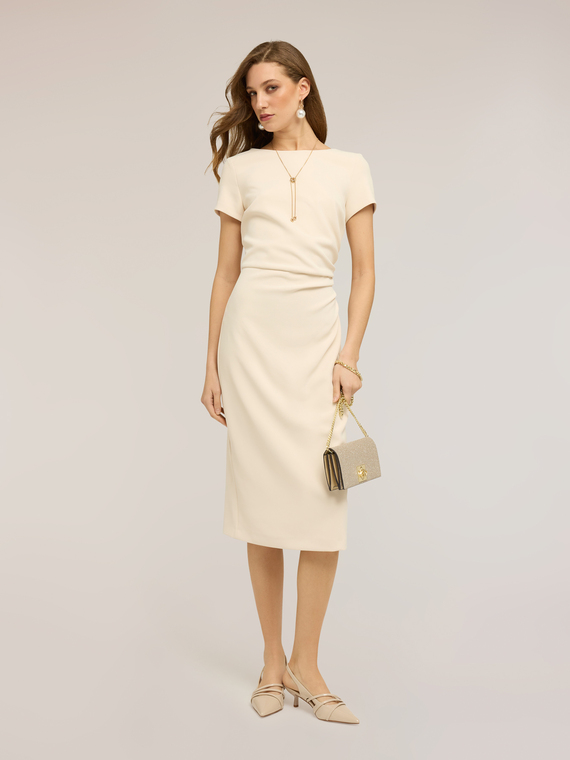 Sheath dress in cr&ecirc;pe with draping