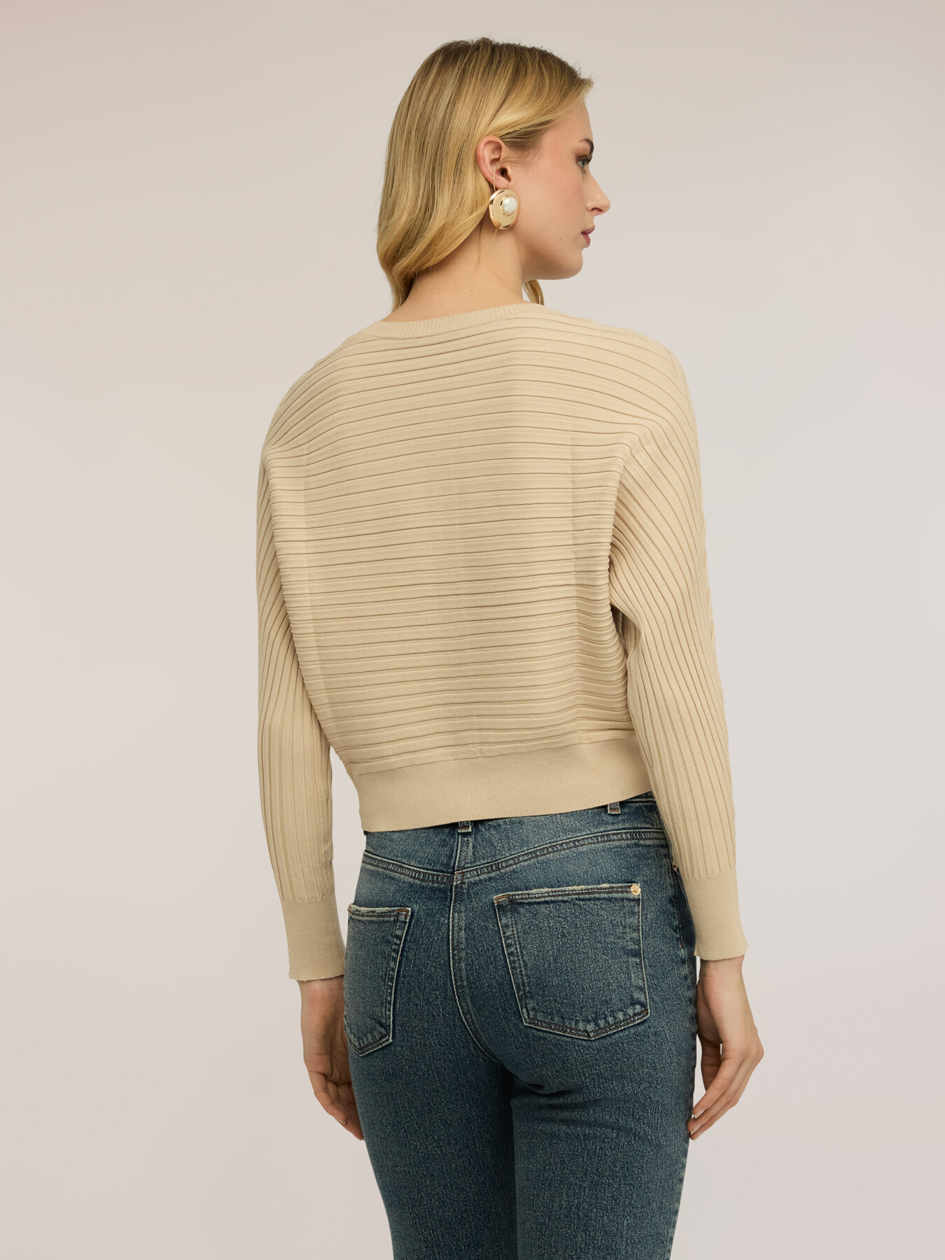 Horizontal ribbed knit cardigan image number 1