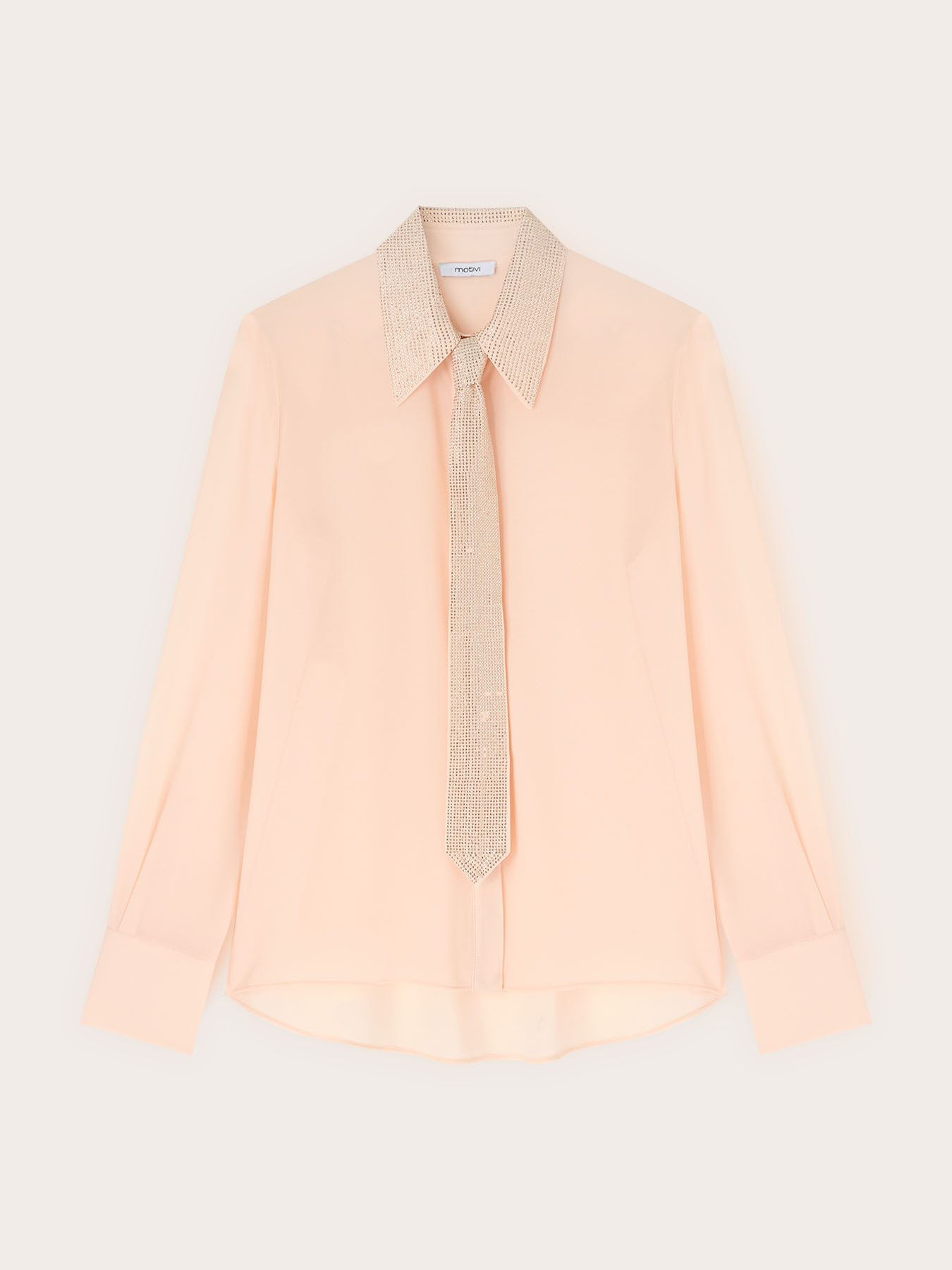 Georgette shirt with collar and rhinestone tie image number 4