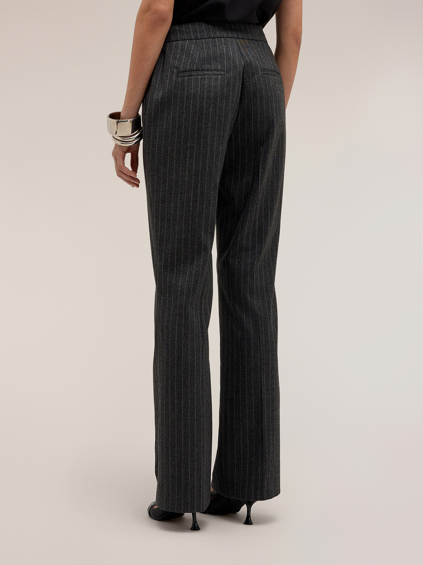 The Tailoring Lab pinstriped flared trousers image number 2