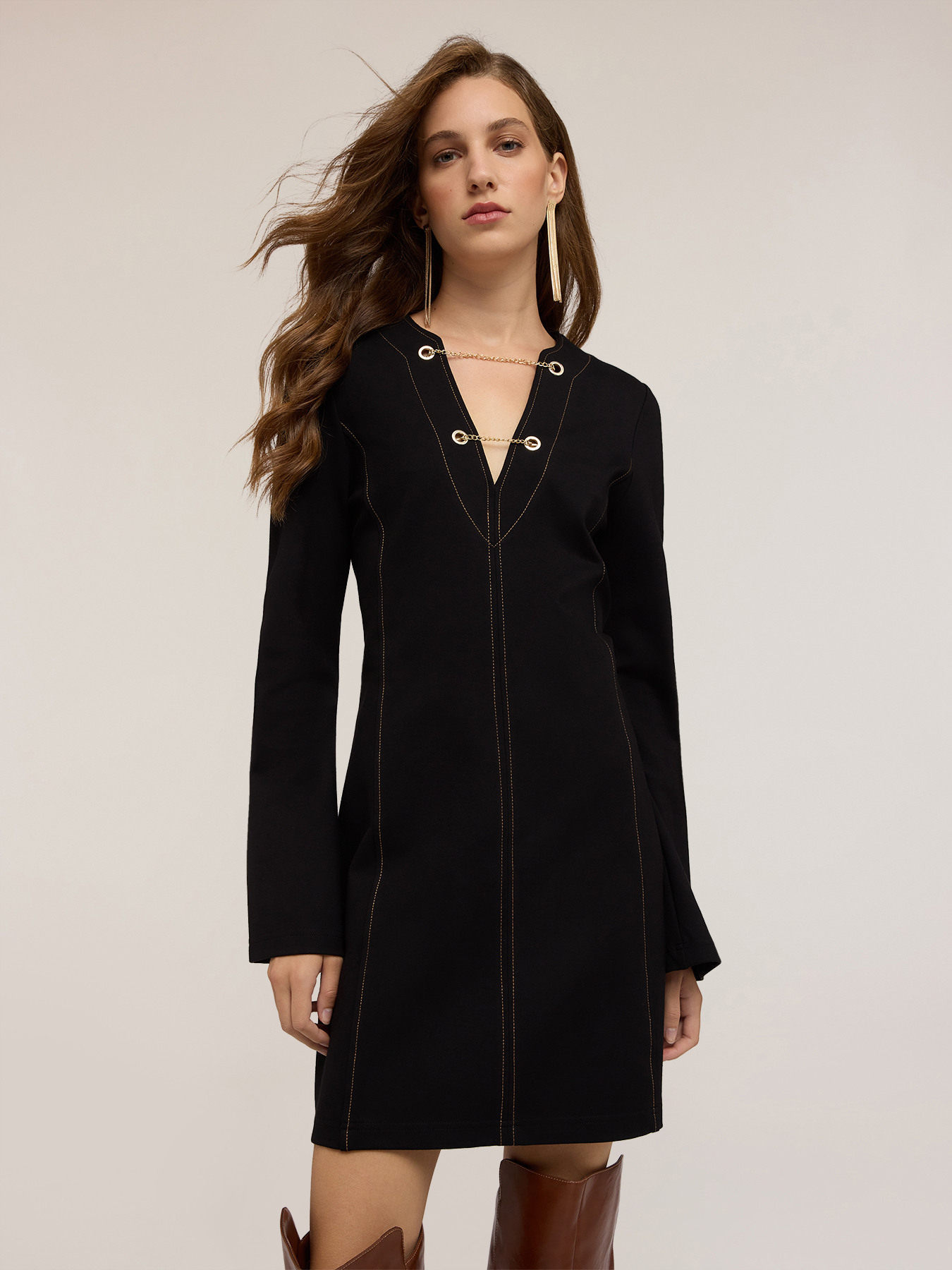 Tubino in punto milano con catene image number 2