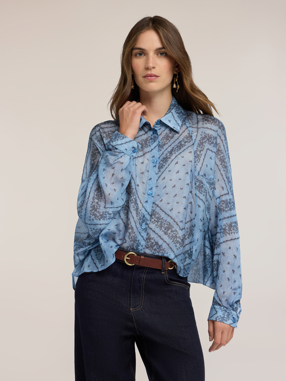 Blusa oversize de gasa mezcla seda con estampado