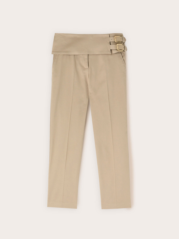 Regular trousers with waistband and double belt