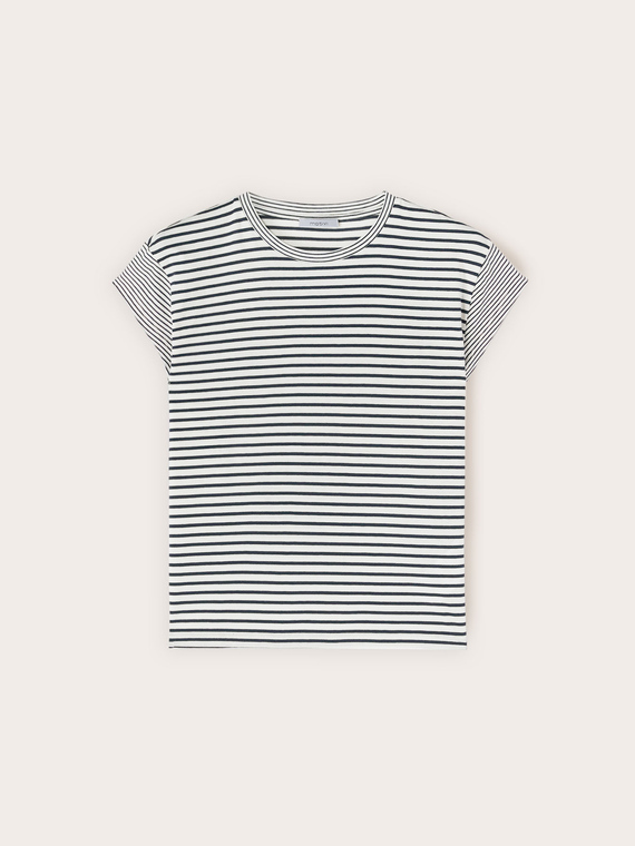 T-shirt &agrave; rayures en jersey de coton