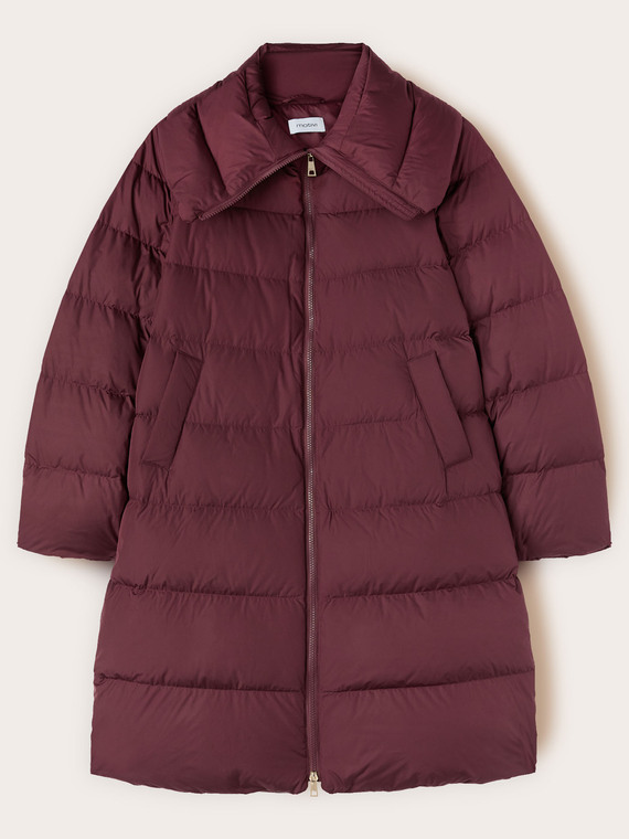 Long down jacket with wide collar