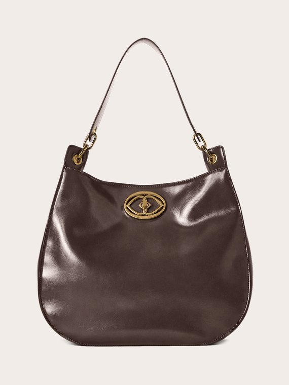 Geantă hobo din material textil acoperit lucios