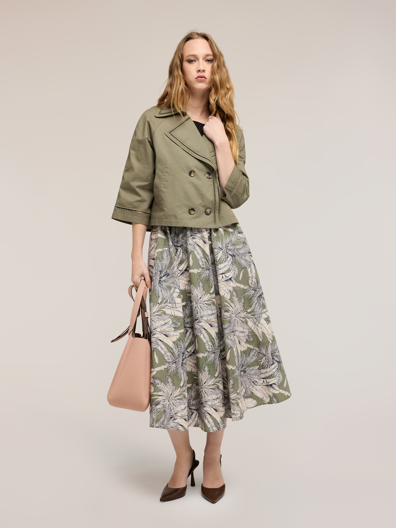 Short trench coat with ajour&eacute; detail image number 0