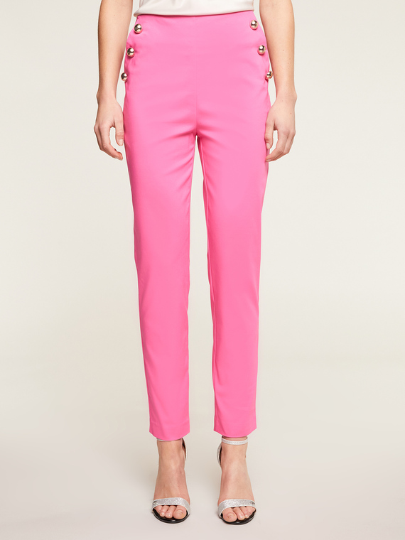 Skinny trousers with side button motif