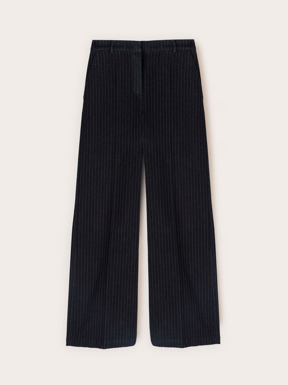 Pinstripe palazzo jeans in denim