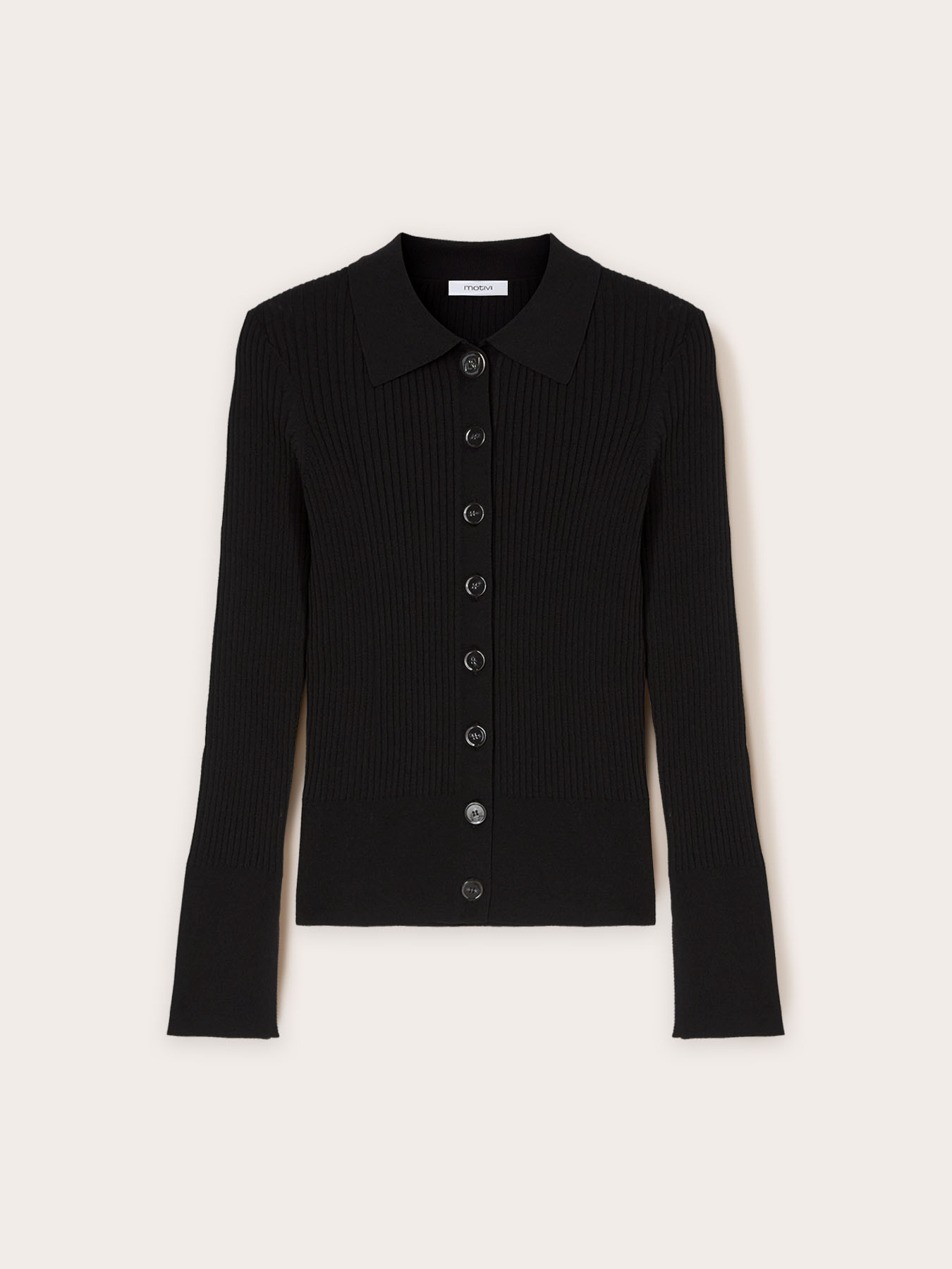 Cardigan a coste con colletto image number 4