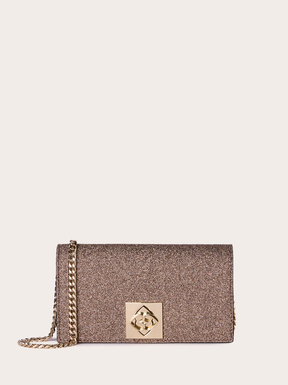 Wallet Bag aus glitzerbeschichtetem Stoff