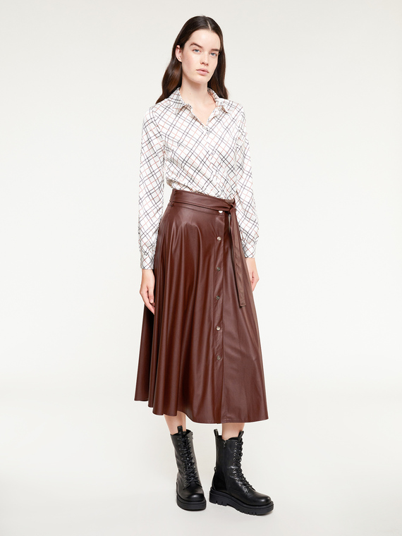 Leather effect full midi skirt