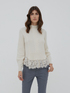 Cable pattern sweater with lace image number 0